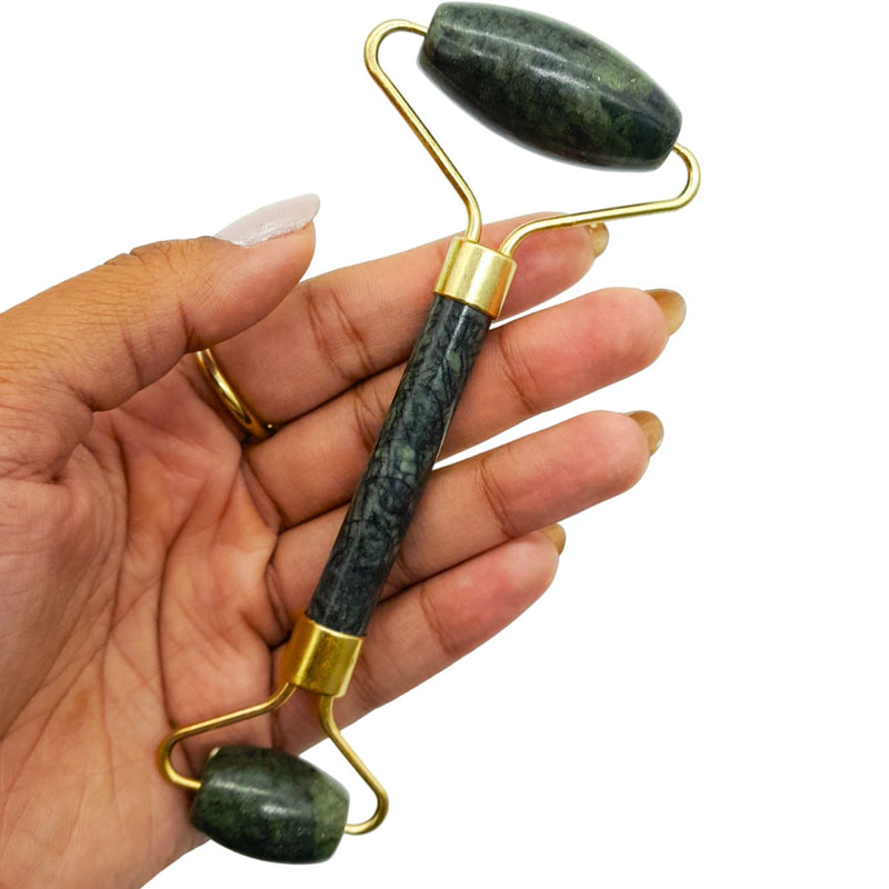 Rolo De Pedra Jade Massageador Manual Com Placa Gua Sha Skin Care