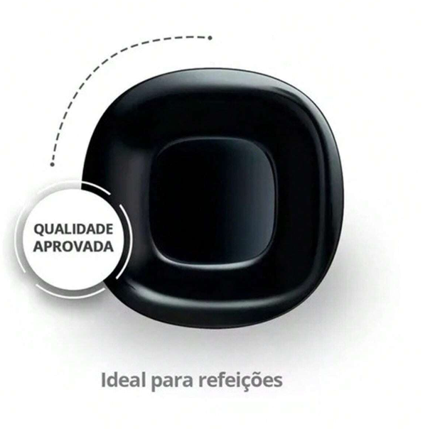 Conjunto 6 Peças Prato de Vidro Preta Design Elegante Preto - Em Casa Tem