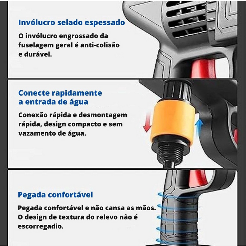 Lavadora Bateria Recarregável Regulador De Pressão Portátil