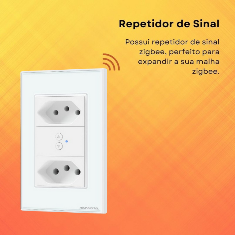 Tomada Inteligente Zigbee Controle Pelo Aplicativo Compatível com Alexa e Google Assistente - Novadigital