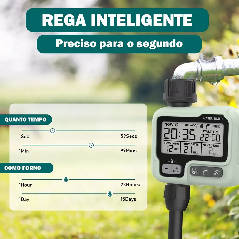 Temporizador Digital de Irrigação MDC-033 Controle Preciso e Economia de Água para Jardins e Hortas