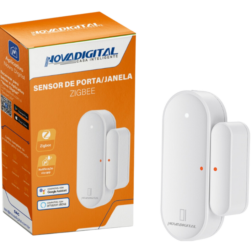 Sensor de Porta e Janela Zigbee Automação Residencial  Branco - Novadigital