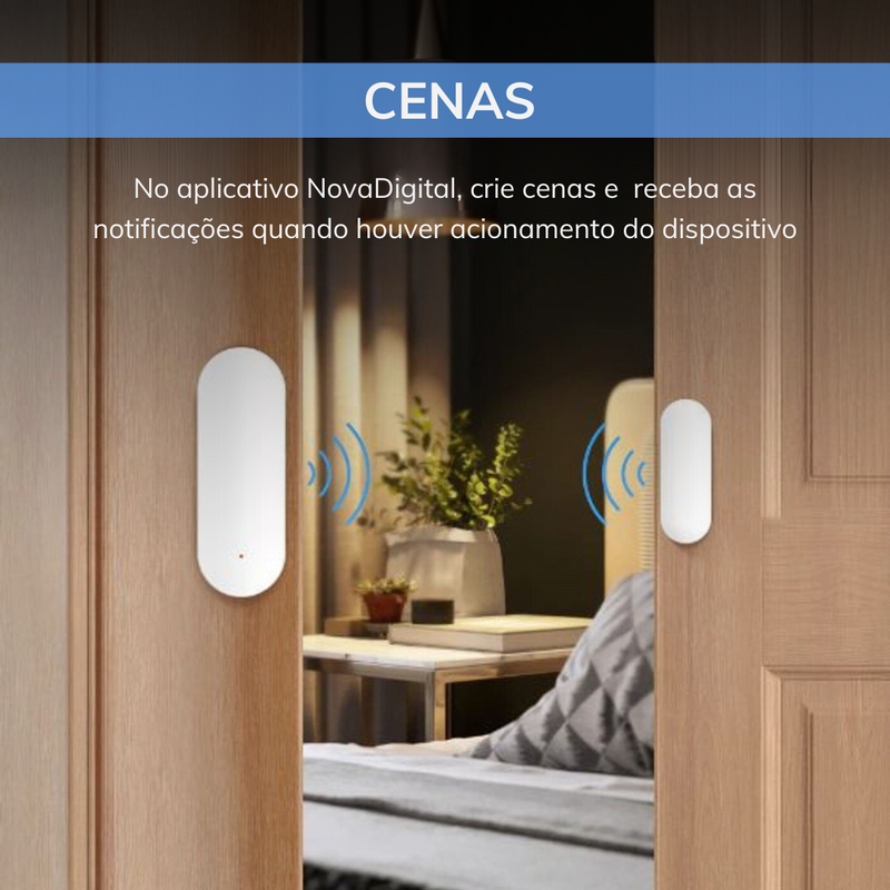 Sensor para Portas e Janelas Segurança Inteligente Wi-fi - Novadigital