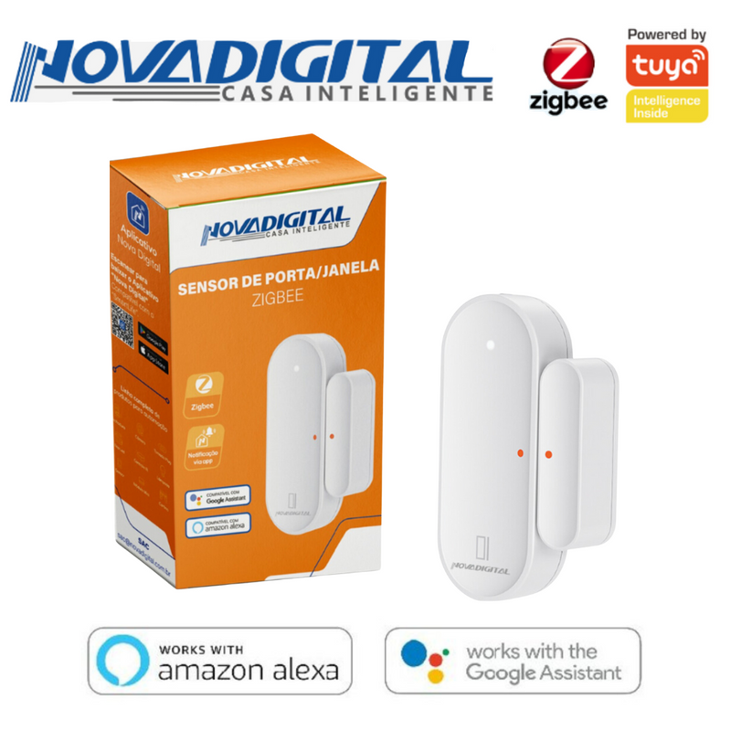 Sensor de Porta e Janela Zigbee Automação Residencial  Branco - Novadigital