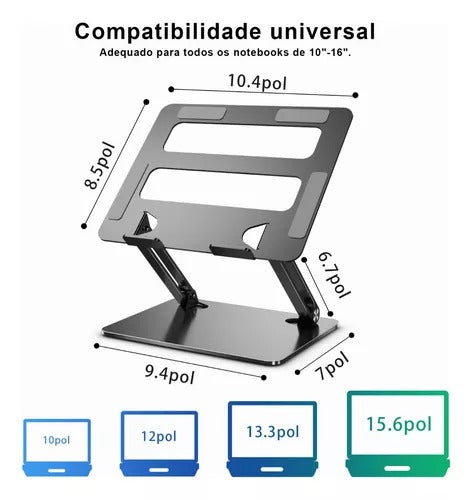 Suporte Articulável De Alumínio Para Notebook