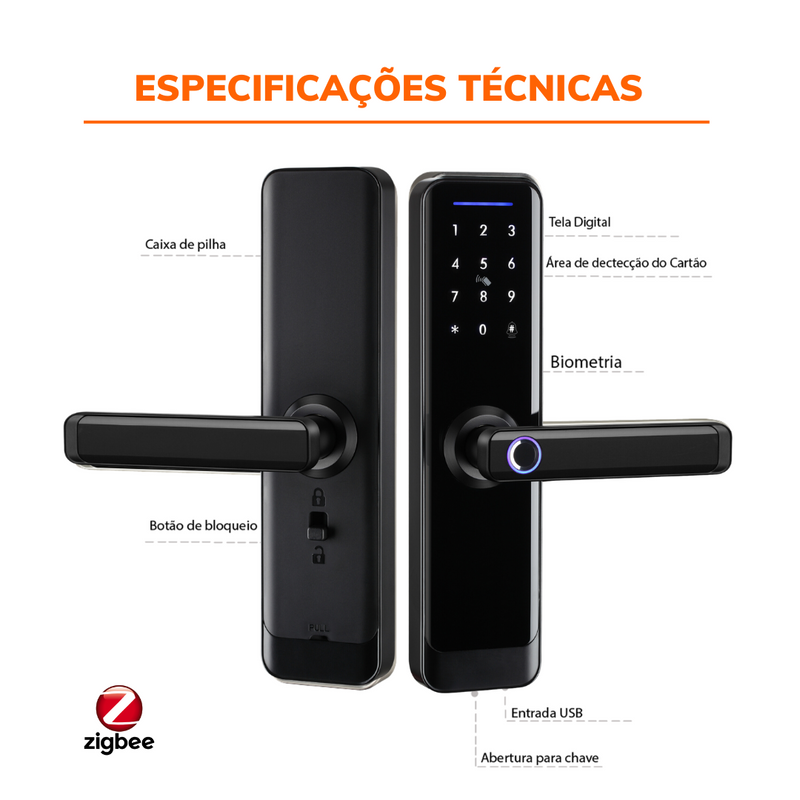 Fechadura Inteligente Zigbee Controle Remoto e Desbloqueio via App - Novadigital