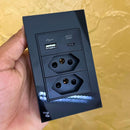 Tomada de Embutir com Entradas USB e USB-C 4x2 Vidro Temperado - Novadigital