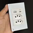 Tomada de Embutir com Entradas USB e USB-C 4x2 Vidro Temperado - Novadigital