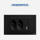 Tomada de Embutir com Entradas USB e USB-C 4x2 Vidro Temperado - Novadigital