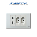 Tomada de Embutir com Entradas USB e USB-C 4x2 Vidro Temperado - Novadigital