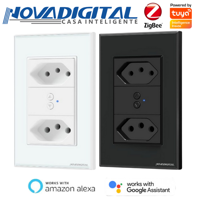 Tomada Inteligente Zigbee Controle Pelo Aplicativo Compatível com Alexa e Google Assistente - Novadigital