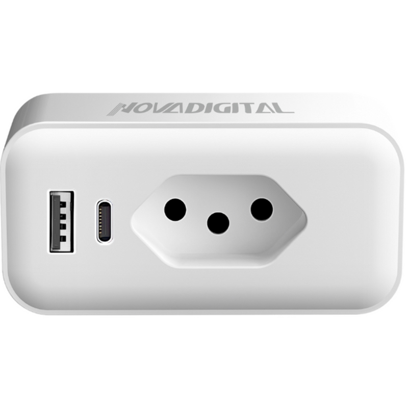 Tomada Inteligente USB-C Wi-Fi Compátivel com Assistente Virtual - Novadigital