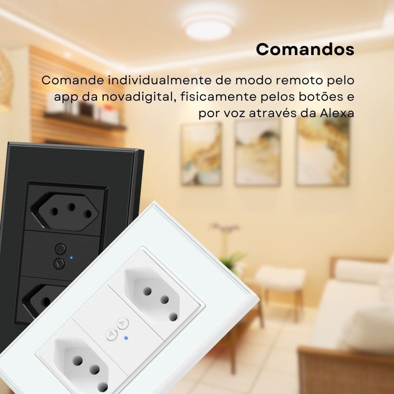 Tomada Inteligente Zigbee Controle Pelo Aplicativo Compatível com Alexa e Google Assistente - Novadigital