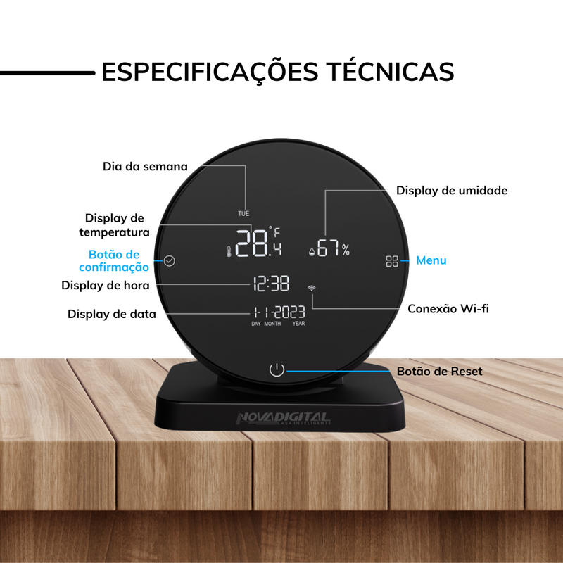 Controle Central Infravermelho Inteligente Wi-Fi com Sensor de Temperatura e Umidades - Novadigital