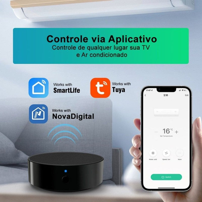 Controle Inteligente Infravermelho Radiofrequência Automação Wi-Fi Comandos de Voz TV Ar-Condicionado - Novadigital