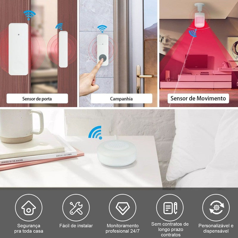 Kit Sistema Alarme Inteligente Wifi Monitore Controle por Aplicativo - Novadigital
