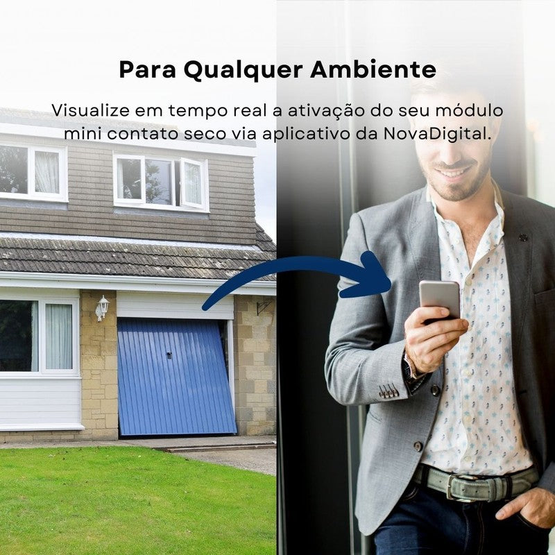 Módulo Mini Contato Seco Wi-Fi Automação Residencial Portões de Garagem Campainha Cortinas e Persianas Motorizadas - Novadigital