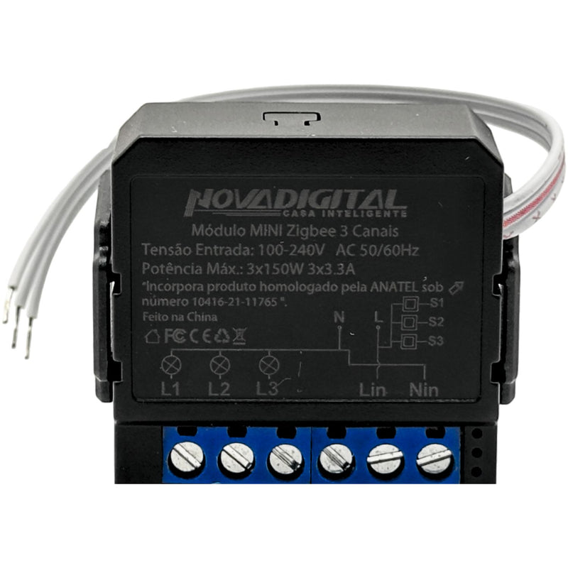 Módulo Zigbee Mini 1/2/3/4 Canais Preto para Automação Residencial - Novadigital